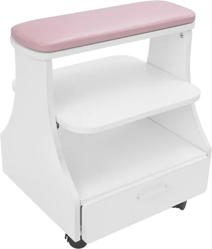 Vista 8 de Carrito de pedicura con 4 ruedas con frenos, carrito portátil de spa con cajón práctico, soporte de baño de pies de pedicura, reposapiés de pedicura