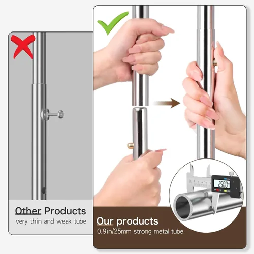 Vista 7 de Perchero con ruedas, perchero ajustable resistente con estante inferior, perchero de metal duradero, altura ajustable, con ruedas bloqueables