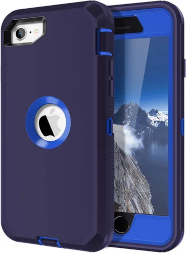 Vista 12 de I-HONVA - Carcasa protectora de 3 capas para iPhone SE 2020, protector de pantalla integrado, a prueba de golpes, polvo y caídas, resistente