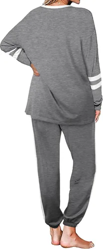 Vista 65 de Aloodor conjunto deportivo de 2 piezas para mujer, con sudadera con cuello redondo, sin botones