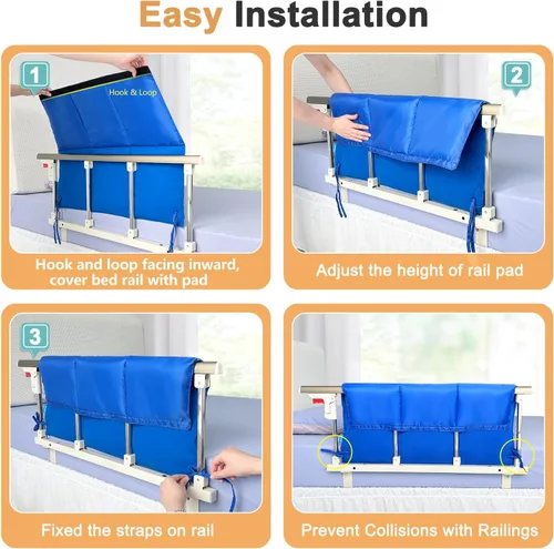 Vista 5 de Almohadillas de cojín para rieles de cama de hospital, cubierta acolchada para adultos, almohadillas de espuma médica, protector de riel