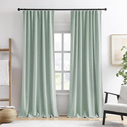 Vista 35 de RAIN CITY 2 paneles de cortinas extra anchas de 96 pulgadas de largo, de Beige