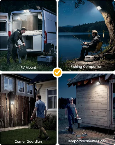 Vista 8 de Mini luces solares para exteriores con sensor de movimiento, 170 luces LED solares de inundación al aire libre del atardecer al amanecer con cable