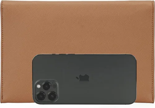Vista 4 de Dexmay - Bolso de mano tipo sobre para mujer, tamaño mediano, de piel saffiano, plegable