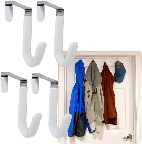 Vista 14 de Evelots Organizador para colgar toallas y abrigos sobre la puerta, con 4 ganchos, diseño de gatito, fácil instalación sin herramientas, hierro