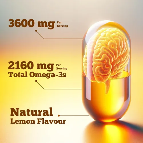 Vista 6 de Vitamatic Aceite de pescado Omega 3 de triple fuerza, 3600 mg por porción, 2160 mg de ácidos grasos Omega 3, 1296 mg de EPA + 864 mg de DHA, sabor a
