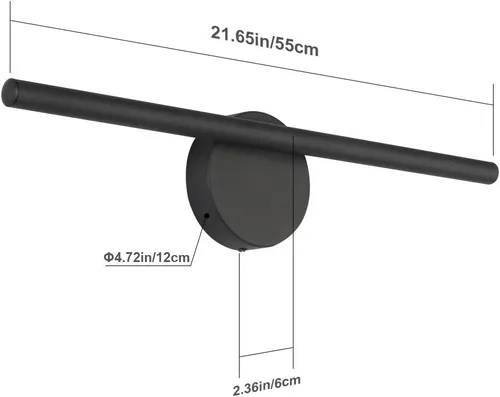 Vista 7 de Aipsun Aplique de pared negro giratorio 360° LED negro lámpara de pared para dormitorio, sala de estar, hotel, pasillo, pasillo, blanco cálido, 3000