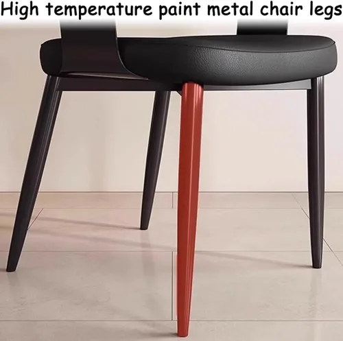 Vista 7 de YVYKFZD Juego de sillas de comedor, silla de comedor con patas de metal y respaldo curvo, sillas de cocina tapizadas de cuero, reposabrazos, silla