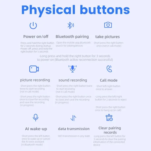 Vista 6 de Gafas inteligentes con IA con cámara HD de 80 MP, video de 1080P, Bluetooth/Wi-Fi, control de voz y reconocimiento de inteligencia artificial, gafas