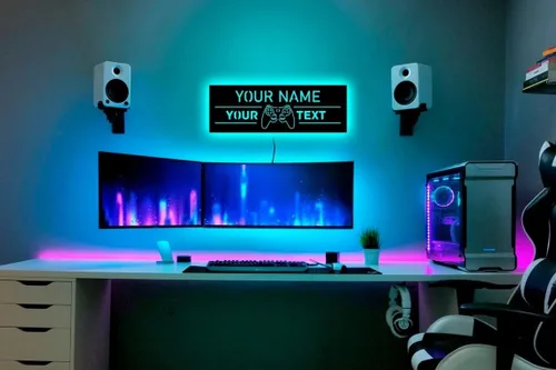 Vista 2 de Etiqueta de neón personalizada para gamer, letrero LED para decoración de zonas
