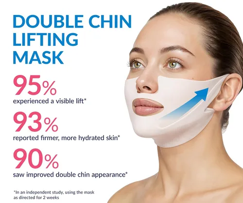 Vista 12 de Mascarilla facial moldeadora de contorno facial, con hidrogel de colágeno y aloe vera, banda antienvejecimiento y antiarrugas, disminuye la doble