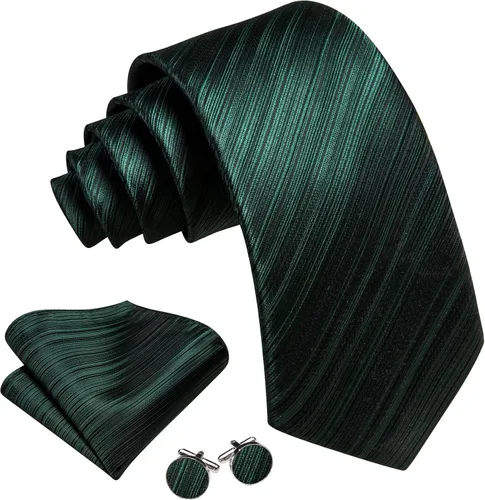 Vista 389 de Barry.Wang Juego de corbatas para hombre, corbata de seda a rayas, tejido a cuadros, gemelos formales, negocios, boda