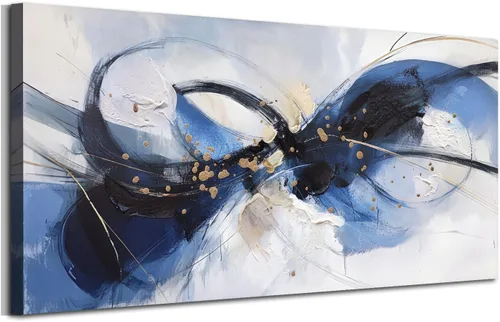 Vista 13 de Arjun Pintura de Paisaje Puesta de Sol Montaña Lago Arte de Pared en Lienzo con Textura Enmarcado Grande 40"x20"- Impresiones de Cuadros Serenos