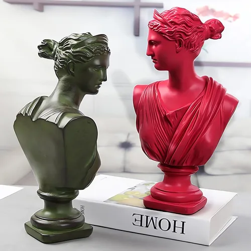 Vista 4 de Estatua de resina griega de Diana de 12 pulgadas, escultura clásica de mitología griega de busto romano para decoración de escritorio del hogar