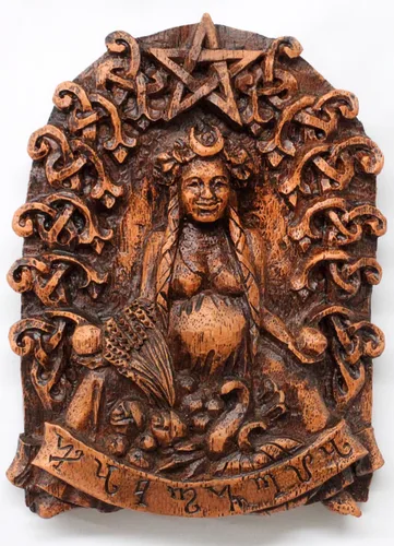 Vista 3 de Dryad Design Habondia - Placa de pared - Diosa celta de la prosperidad para decoración del hogar (acabado de madera)
