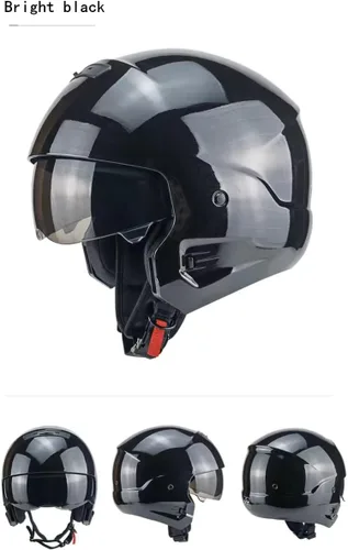 Vista 3 de Cascos modulares de cara abierta, casco de motocicleta de cara completa unisex para adultos, scooter, Street Bike Cruiser aprobado por DOT