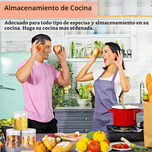 Vista 7 de SLifeJars Tarros de plástico transparente de 8 onzas, 24 frascos de comida redondos vacíos con tapas blancas, tarros de viaje de plástico