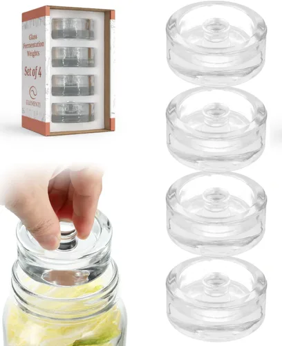 Vista 9 de Elementi Kit de fermentación – Juego de 2 pesos de fermentación de vidrio y tapas de fermentación de tarros Mason para tarros Mason de boca ancha