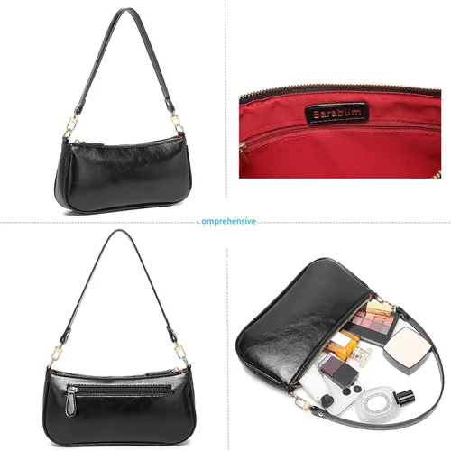 Vista 2 de Barabum Bolso de mano clásico retro con cierre de cremallera para mujer