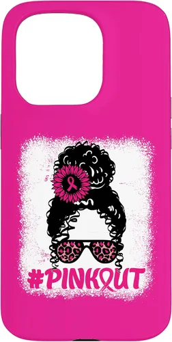 Vista 14 de iPhone 16 desordenado moño desgastado cinta rosa rosa hacia fuera caso cáncer de mama