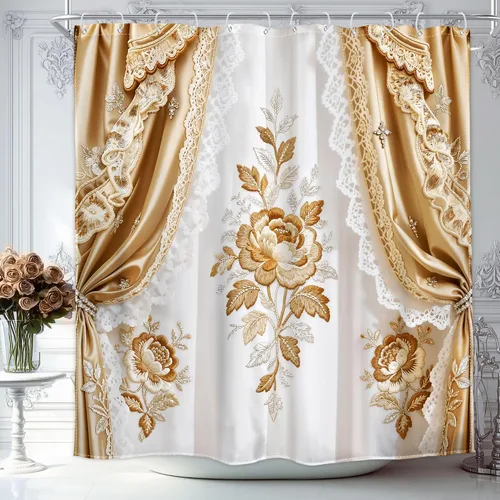 Vista 19 de Cortina de ducha floral roja para baño, 60 pulgadas de ancho x 72 pulgadas de largo, flor de cerezo, ciruela, estética asiática, japonesa, acuarela