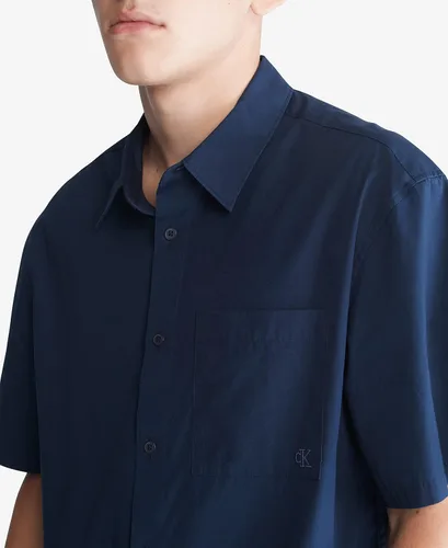 Vista 3 de Calvin Klein Mens Solid Pocket Button-Down Short Sleeve Easy Shirt