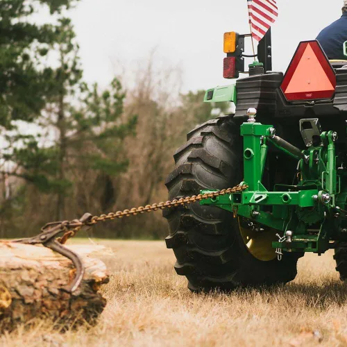 Vista 8 de Titan Attachments Enganche de remolque de tractor de cuello de cisne de 3 puntos, lanza de pacas de heno de 43 pulgadas y estabilizadores, se adapta