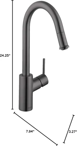 Vista 5 de hansgrohe Talis S² 14872341 - Grifo de cocina de arco alto, grifo para fregadero de cocina, cabezal rociador de acoplamiento magnético, cromo negro