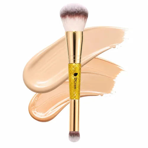 Vista 11 de DUcare Brochas de maquillaje Duo End Foundation Powder Buffer y Contour Brush Herramientas cosméticas sintéticas 2 piezas 2 piezas de crema