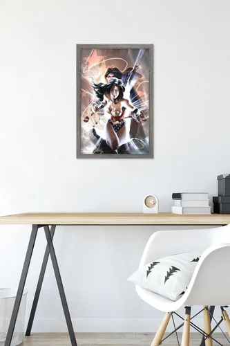Vista 6 de Trends International DC Comics - Póster de pared de la Mujer Maravilla, 14.725 x 22.375 pulgadas, versión enmarcada de madera de granero