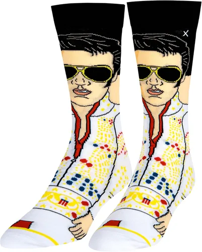 Vista 2 de Odd Sox, Elvis Presley, The King of Rock N Roll - Calcetines para hombre, divertidos regalos de coleccionista, Negro