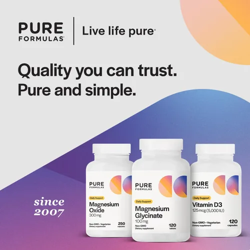 Vista 6 de PureFormulas Glicinato de magnesio 100 mg de apoyo diario para el estrés, nervios, sueño, músculos, metabolismo, suplemento de glicinato de magnesio