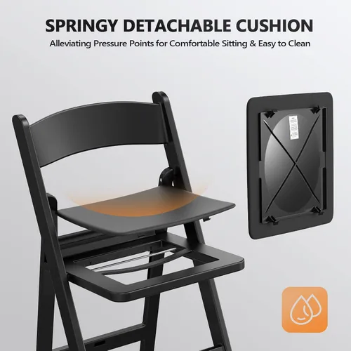 Vista 5 de FCH Silla plegable de plástico con asiento acolchado, sillas plegables de resina con cojín suave, cómoda y resistente, adecuada para interiores