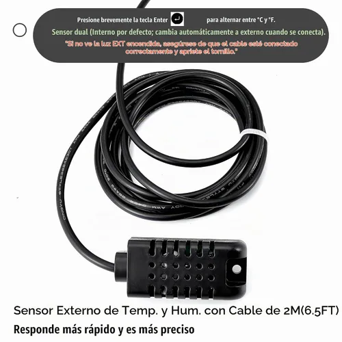 Vista 7 de Termómetro de pantalla grande con alarma, temperatura grande, máximo mínimo para monitorear alerta de medidor de humedad de alta y baja temperatura