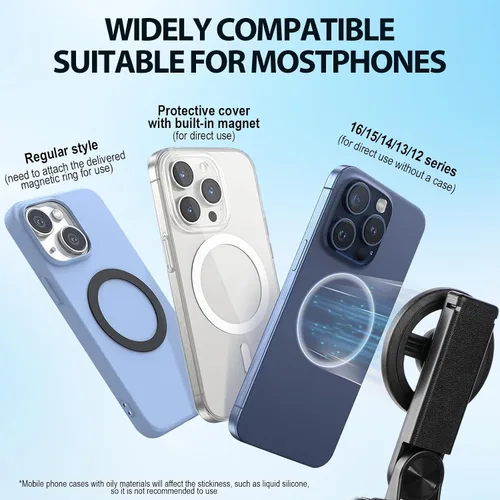 Vista 4 de Barra selfie magnética multifuncional 4 en 1, trípode para teléfono de rotación 360°, trípode magnético portátil y extensible, para grabación