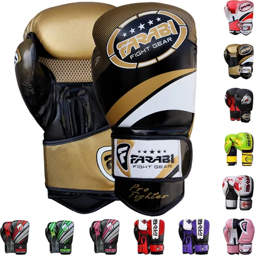 Vista 11 de Farabi Guantes de boxeo Pro Fighter Sparring Gym Bag Punching Focus Pad Mitts