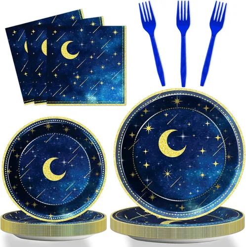 Vista 9 de 96 Piezas Platos de Papel Servilletas Tenedores para Fiesta de 50 Aniversario Empleado Carrera Boda 50 Aniversario Oro Negro Vajilla Desechable