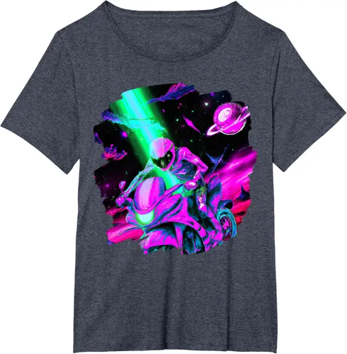 Vista 35 de Camiseta de motociclista espacial para motociclista astronauta, Negro, S