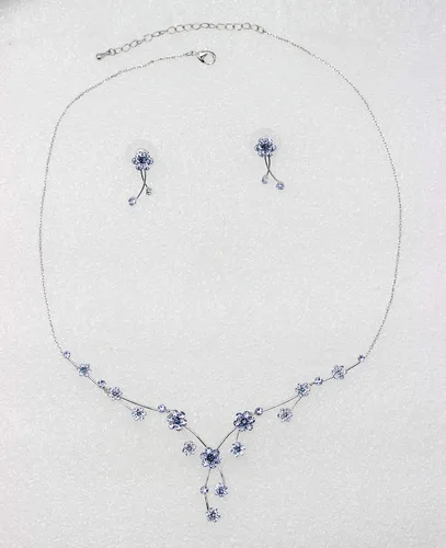 Vista 2 de Faship - Precioso juego de collar y aretes con diamantes de imitación