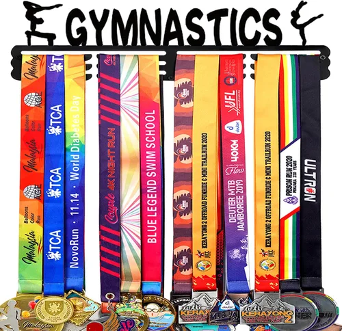 Vista 17 de Goutoports Estante de exhibición para colgar medallas, organizador personalizado de cinta de premios para corredores de carreras deportivas, placas