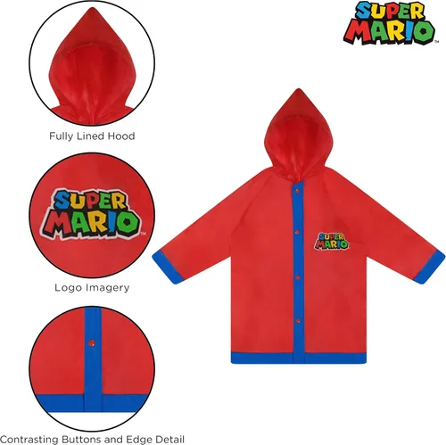 Vista 4 de Nintendo Kids Umbrella And Slicker, Super Mario Boys Rain Wear Set, For Ages 4-7