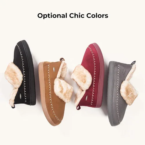 Vista 7 de HomeTop Pantuflas de microgamuza para mujer, con forro de sherpa de espuma viscoelástica