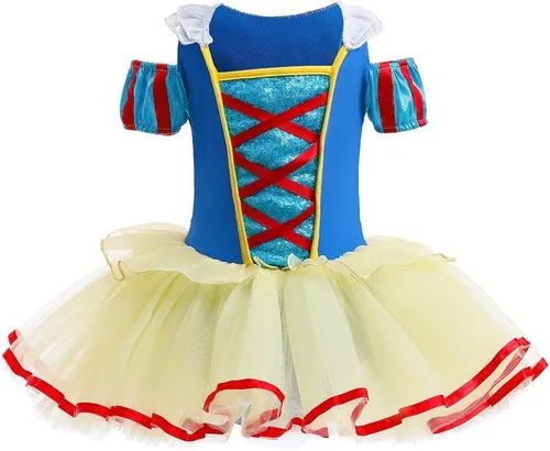 Vista 26 de Leotardos de princesa para niñas con falda de ballet y tutú para Halloween, Navidad, fiesta de cumpleaños, vestido elegante
