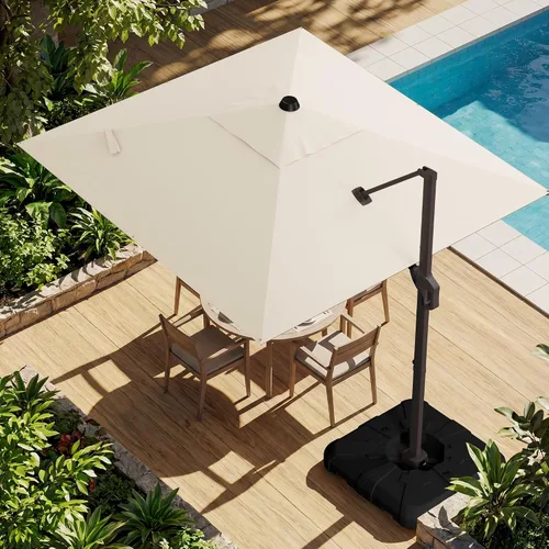 Vista 17 de Sombrilla voladiza para patio, 9 x 12 pies, sombrilla giratoria Beige