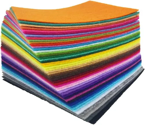 Vista 12 de flic-flac 44 hojas de tela de fieltro de colores surtidos de 6 x 6 pulgadas (5.9 x 5.9 in), diseño de retazos, costura de bricolaje, manualidades