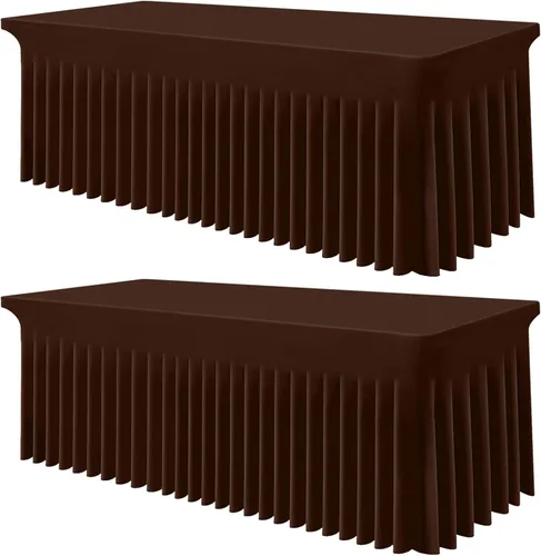 Vista 39 de Smiry Mantel de Spandex, Mantel Elástico Ajustable Extensible para Mesas Rectangulares de 6 Pies, Falda Cubierta de Mesa Impermeable y Lavable