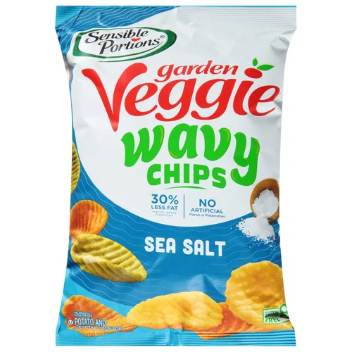Vista 6 de Sensible Portions Garden Veggie - Chips de crema agria de cheddar ondulado, 6 onzas