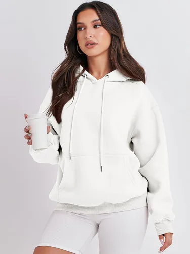 Vista 3 de ANRABESS Sudaderas con capucha de forro polar de gran tamaño para mujer, sudaderas casuales para otoño, moda 2023, trajes de moda Y2K