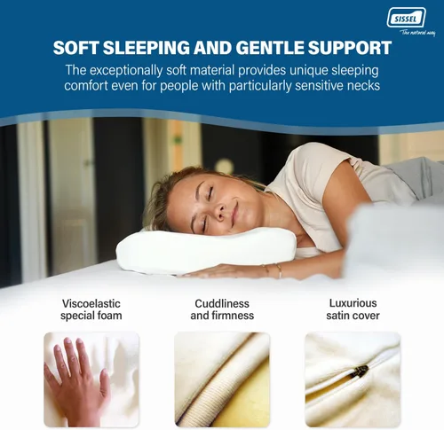 Vista 5 de SISSEL Classic Plus - Almohada cervical ortopédica, ajustable en altura, ergonómica, sistema de ventilación, espuma de poliuretano, ideal para dolor