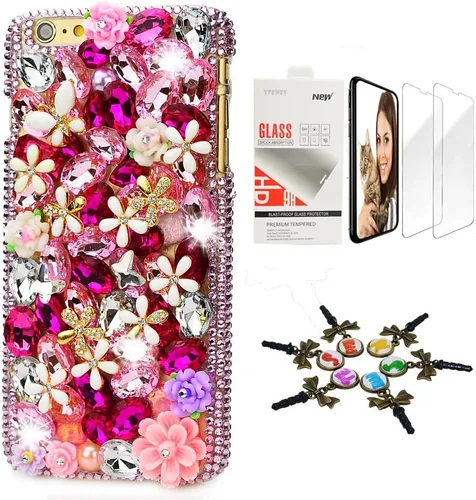 Vista 8 de Bling Case SSiPCDwSPSeries-20 - Funda con tapa y cristales brillantes, diseño 3D hecho a mano